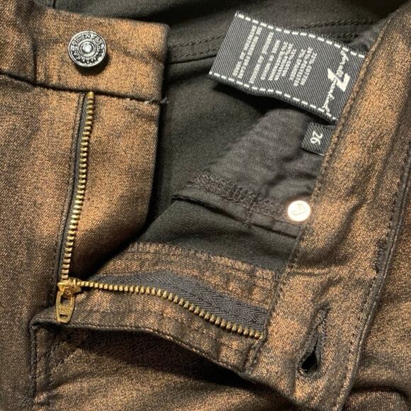 7 For All Mankind Jeans Women's Sz 26 Metallic Y2K Coquette Super Skinny Fit - Picture 6 of 9